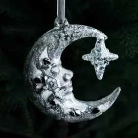 Christmas tree toy with rock crystal "Crescent" from the Rozhdestvenskaya collection